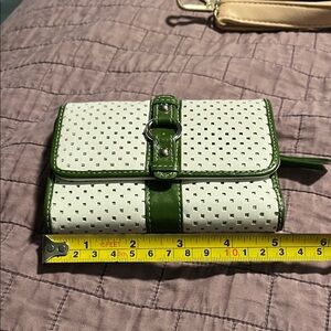 Macy's Green and White Perforated Wallet